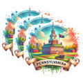 (3 Pack) Pennsylvania Decals - Philadelphia - State Pride- 3 Inches On Longest Side - Easy Peel & Apply - Made in USA - 3MCS5537