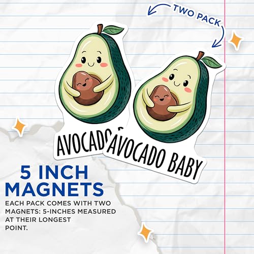 (2 Pack) Avocado Baby Magnets Magnets - Cute Kitchen Decor - Refrigerator Art - 5" On Longest Side - Made in USA - Sticks to Refrigerators & Metal Surfaces - MAG8377