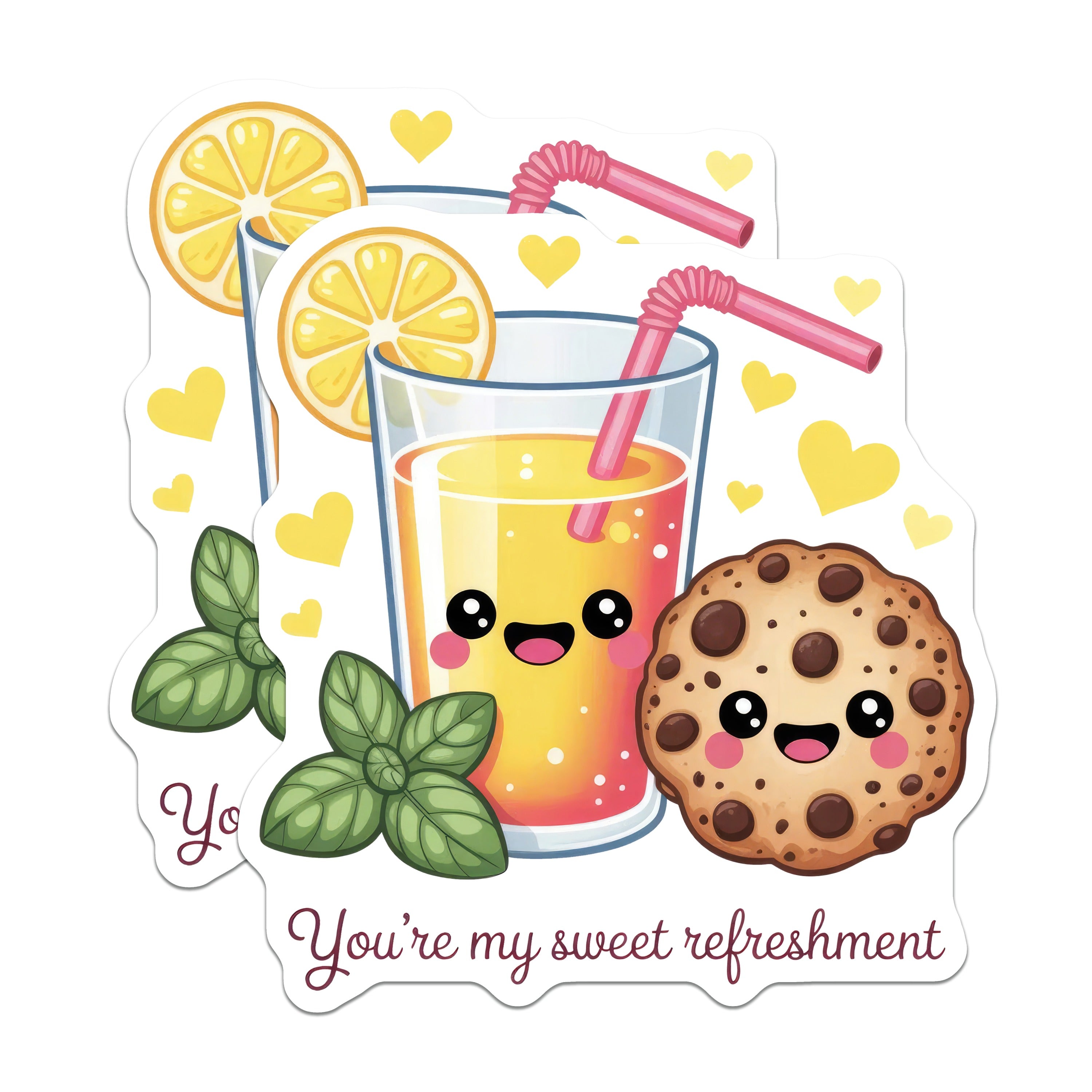 (2 Pack) Kawaii Food Magnets - Cute Cookie Juice Aesthetic - Sweet Refreshment Valentine Anniversary - 5 Inches On Longest Side - Thick Durable Magnet - Made in USA - MAG36088