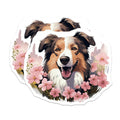 (2 Pack) Australian Shepherd Magnets - Floral Dog Fridge Decor - Happy Pet Lover Art - 5 Inches On Longest Side - Thick Durable Magnet - Made in USA - MAG29577