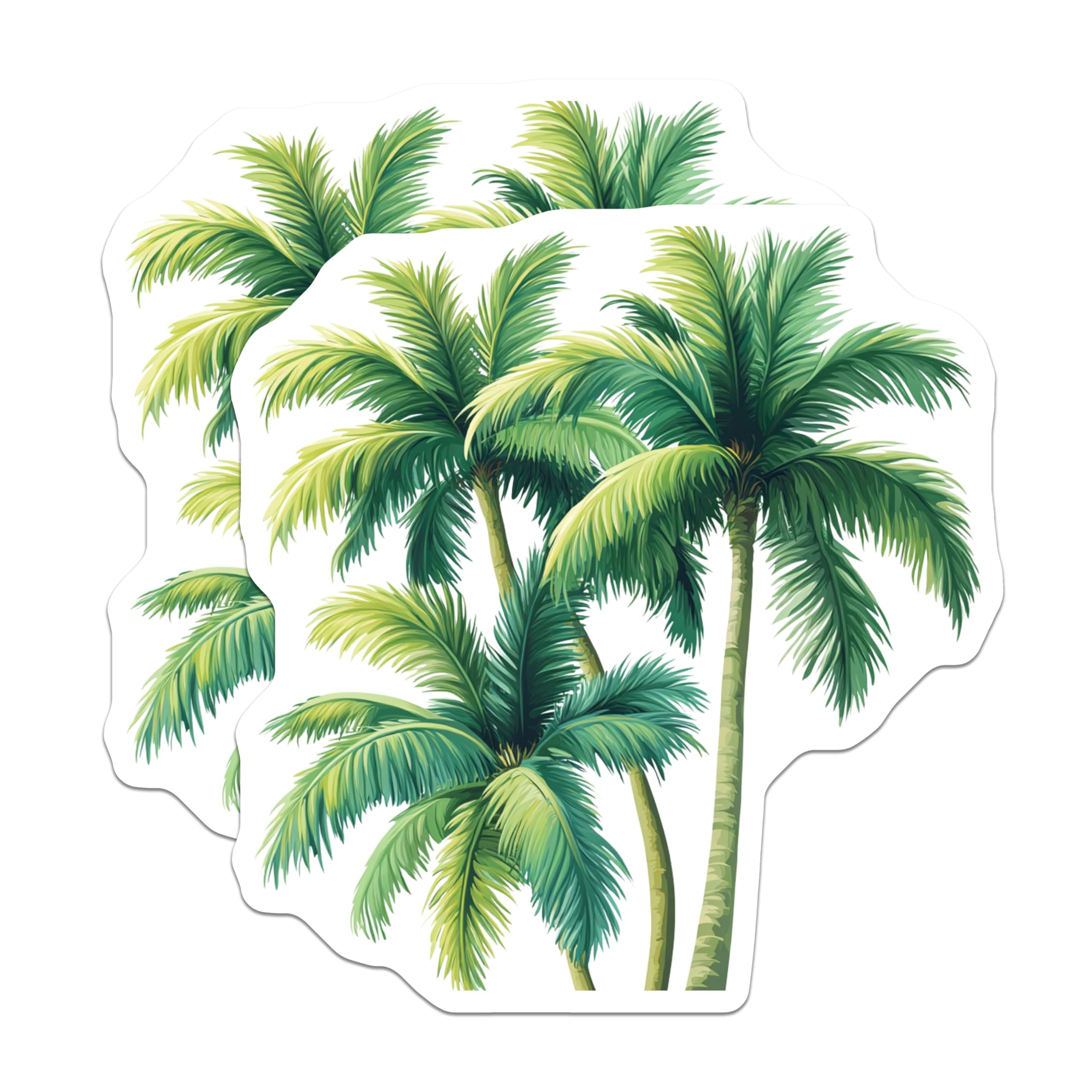 (2 Pack) Vibrant Green Palm Tree Magnets - Tropical Paradise Decor - Summer Beach House Accent - 5 Inches On Longest Side - Thick Durable Magnet - Made in USA - MAG24586