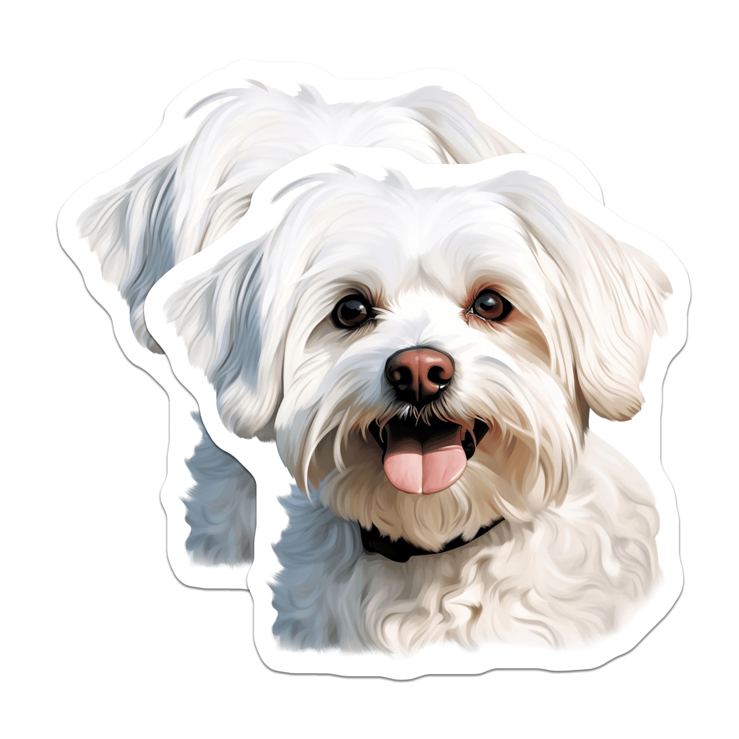 (2 Pack) Maltese Dog Magnets - Cute Puppy Decor - White Fluffy Canine Refrigerator Art - 5 Inches On Longest Side - Thick Durable Magnet - Made in USA - MAG23565