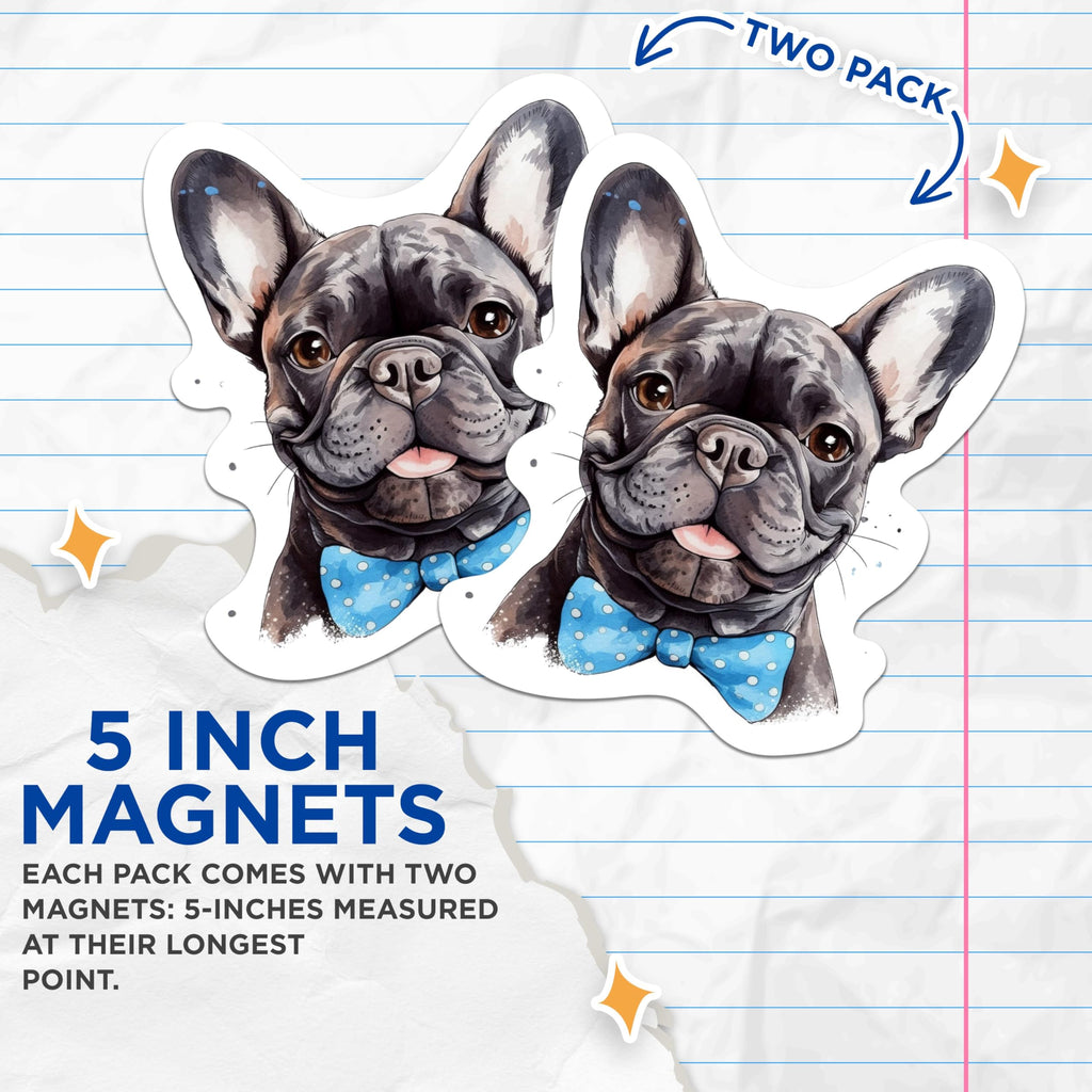 (2 Pack) French Bulldog Magnets - French Bulldog Dog Breed Magnets - Frenchie Breed - 5 Inches On Longest Side - Premium Magnet - for Cars, Refrigerators, Toolboxes - Made in USA - MAG2188