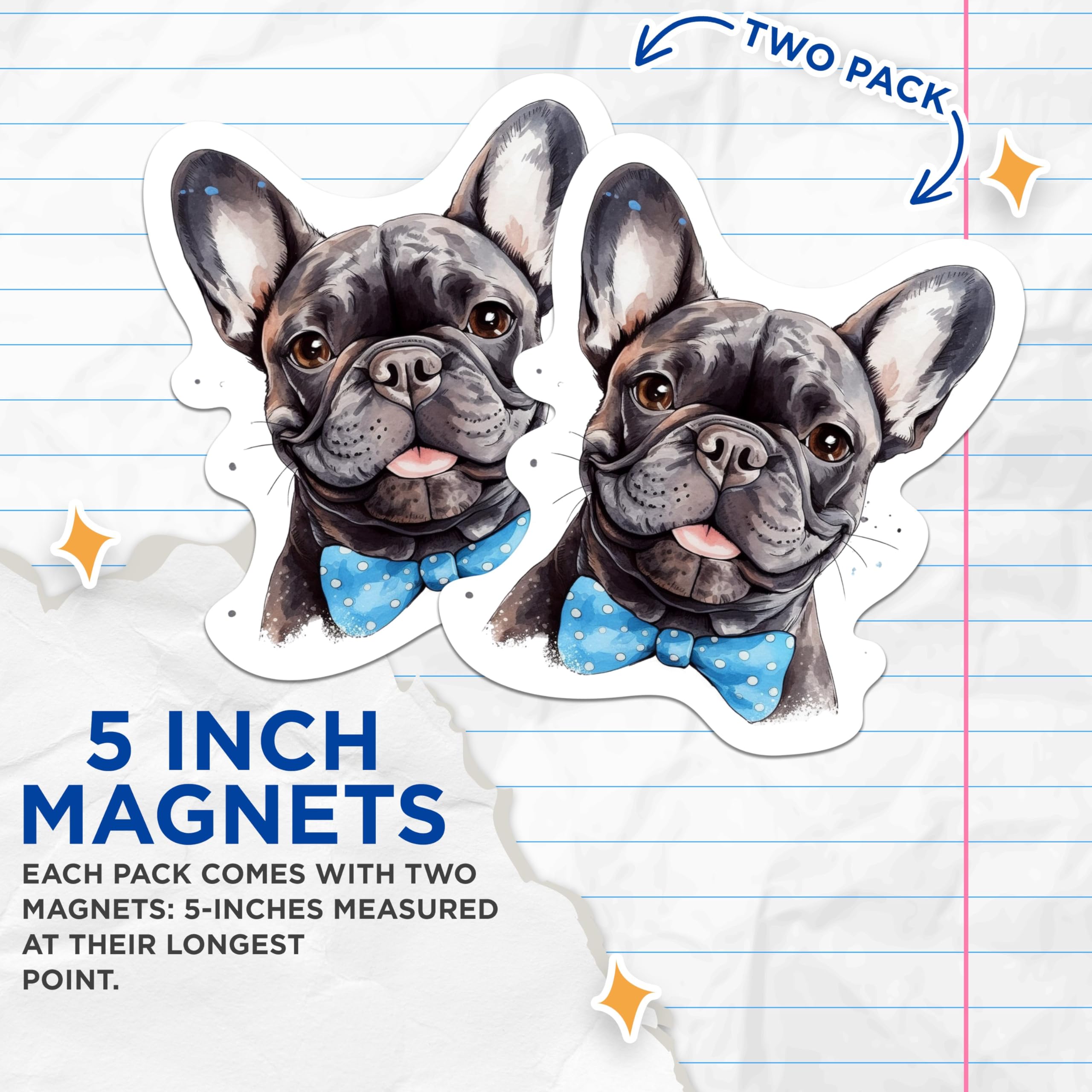 (2 Pack) French Bulldog Magnets - French Bulldog Dog Breed Magnets - Frenchie Breed - 5 Inches On Longest Side - Premium Magnet - for Cars, Refrigerators, Toolboxes - Made in USA - MAG2188