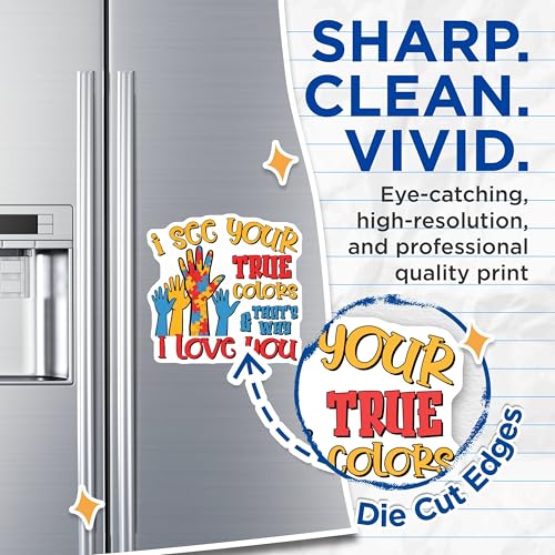 (2 Pack) I See Your True Colors Magnet - Autism Awareness - 5" On Longest Side - Sticks to Smooth Flat Surfaces - Made in USA - MAG9702
