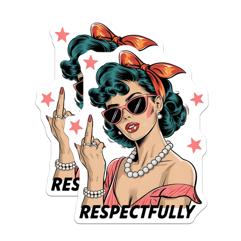 (2 Pack) Sassy Woman Magnets - Pop Art Middle Finger Artwork - Respectfully Attitude Decor - Retro Pinup Fridge Accessory - 5 Inches On Longest Side - Thick Durable Magnet - Made in USA - MAG21997