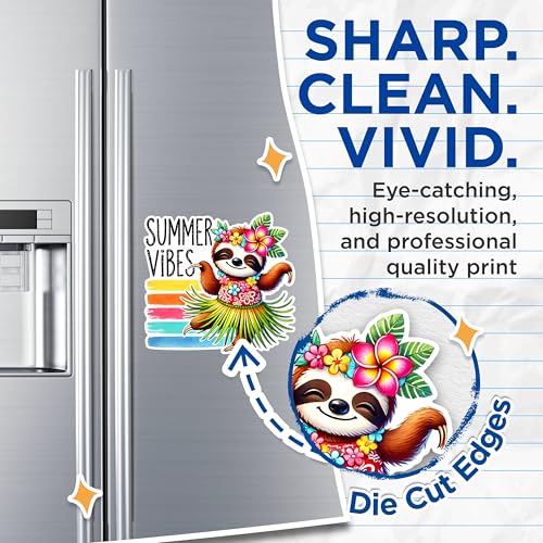 (2 Pack) Summer Vibes Magnets - Cute Sloth Magnets - Hawaiian Decor Magnets - Tropical Fridge Magnets- 5" On Longest Side - for Fridges, Toolboxes, Cars - Made in USA - MAG2741