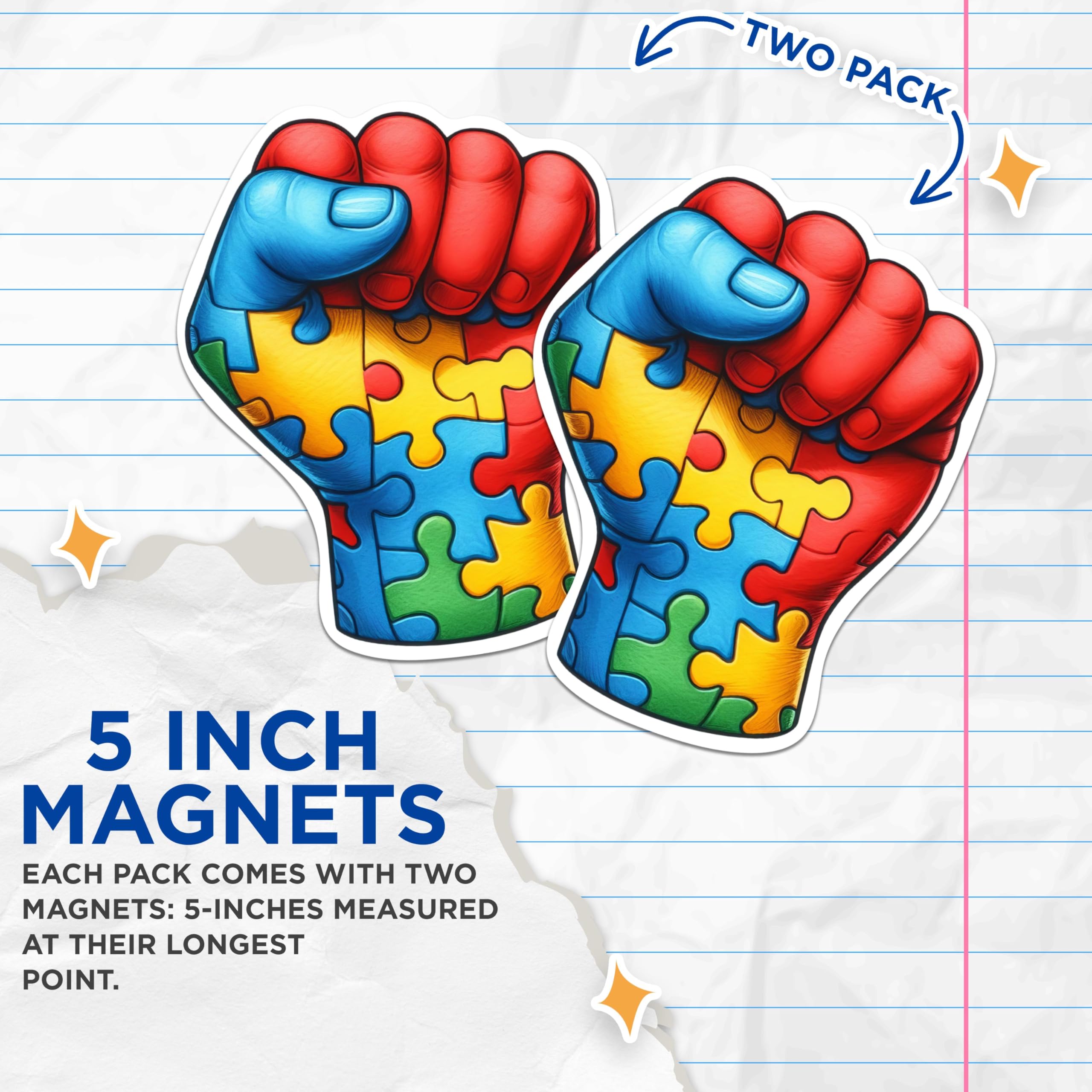 (2 Pack) Autism Pride Magnets - Autism Awareness Support Magnets - 5 Inches On Longest Side - Premium Magnet - for Cars, Refrigerators, Toolboxes - Made in USA - MAG2139