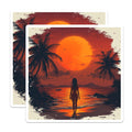 (2 Pack) Tropical Sunset Magnets - Beach Vacation Scene - Retro Summer Decor - Wanderlust Aesthetic - 5 Inches On Longest Side - Thick Durable Magnet - Made in USA - MAG27941