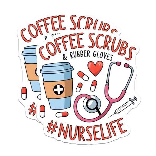 (2 Pack) Coffee Scrubs Magnets - Nurse Life Magnet - Nursing Decor - Medical Staff Magnets - 5" On Longest Side - for Cars, Fridges, Toolboxes - Made in USA - MAG6975