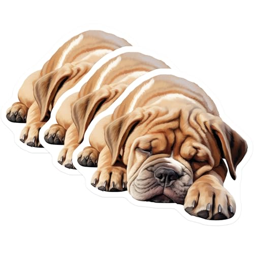 (3 Pack) Sleeping Bulldog Decals - Bulldog Lover - Laptop Decals - 3 Inches On Longest Side - Easy Peel & Apply - Made in USA - 3MCS8656