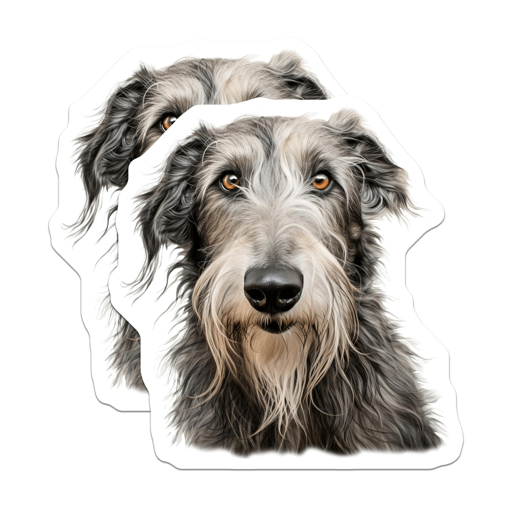 (2 Pack) Scottish Deerhound Magnets - Irish Wolfhound Art - Shaggy Dog Lover Decor - Unique Pet Portrait for Dog Owner - 5 Inches On Longest Side - Thick Durable Magnet - Made in USA - MAG26056