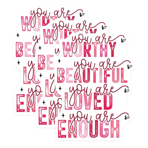 (3 Pack) You are Enough Decals - Affirmation Stickers - Positive Message Decals - 3 Inches On Longest Side - Easy Peel & Apply - Made in USA - 3MCS1874