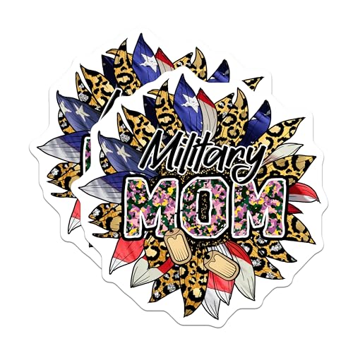 (2 Pack) Military Mom Stickers - Patriotic Mom Decal - Army Mom Decal - 5" On Longest Side - Sticks to Smooth Flat Surfaces - Made in USA - BMCS5678