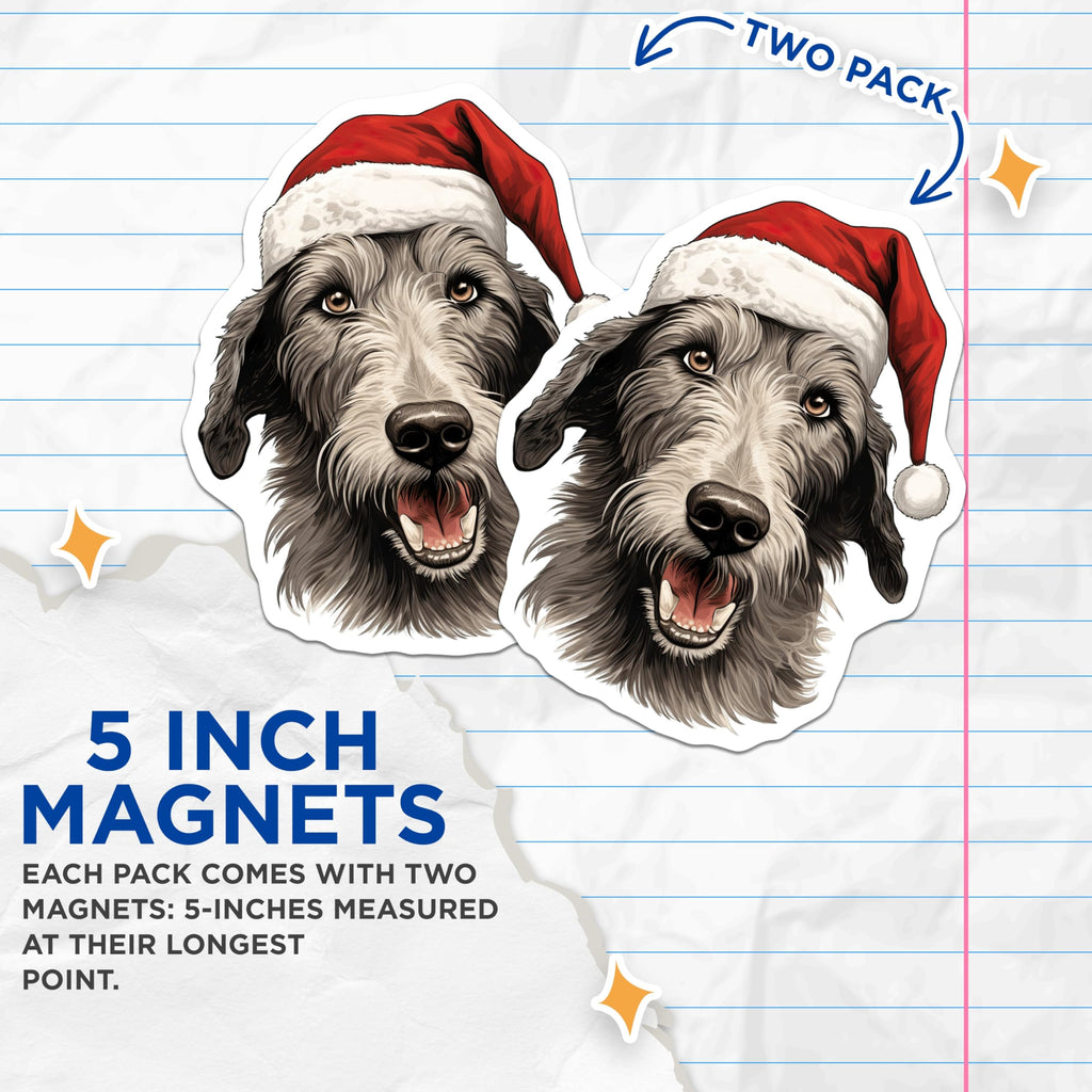 (2 Pack) Christmas Dog Magnets - Santa Hat Puppy Decor - Dog Mom Holiday Kitchen Accent - 5 Inches On Longest Side - Thick Durable Magnet - Made in USA - MAG28949