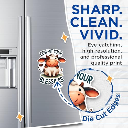 (2 Pack) Cow-nt Your Blessings Magnets - Cute Cow Magnets - Inspirational Quote Magnets- 5" On Longest Side - for Fridges, Toolboxes, Cars - Made in USA - MAG2637