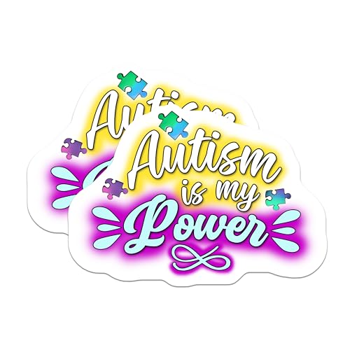 (2 Pack) Autism is My Power Magnets - Awareness Decor - Inspirational Fun Fridge Magnets - 5" On Longest Side - for Cars, Fridges, Toolboxes - Made in USA - MAG7060