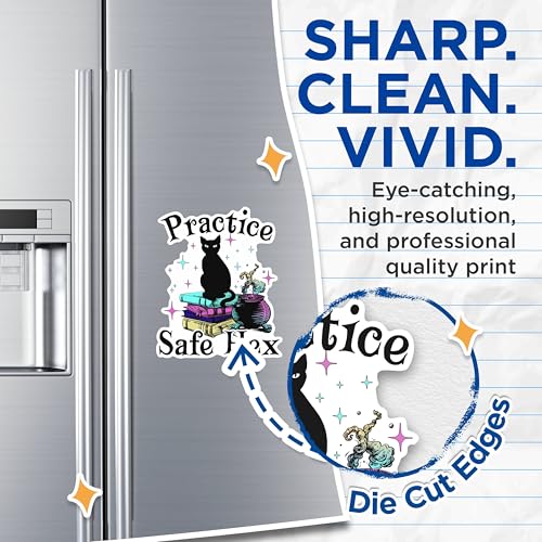 (2 Packs) Practice Safe Hex Magnets - Funny Witchy Vibes Black Cat Magnets - 5 Inches On Longest Side - Premium Magnet - for Fridges, Toolboxes, Cars - Made in USA - MAG2514