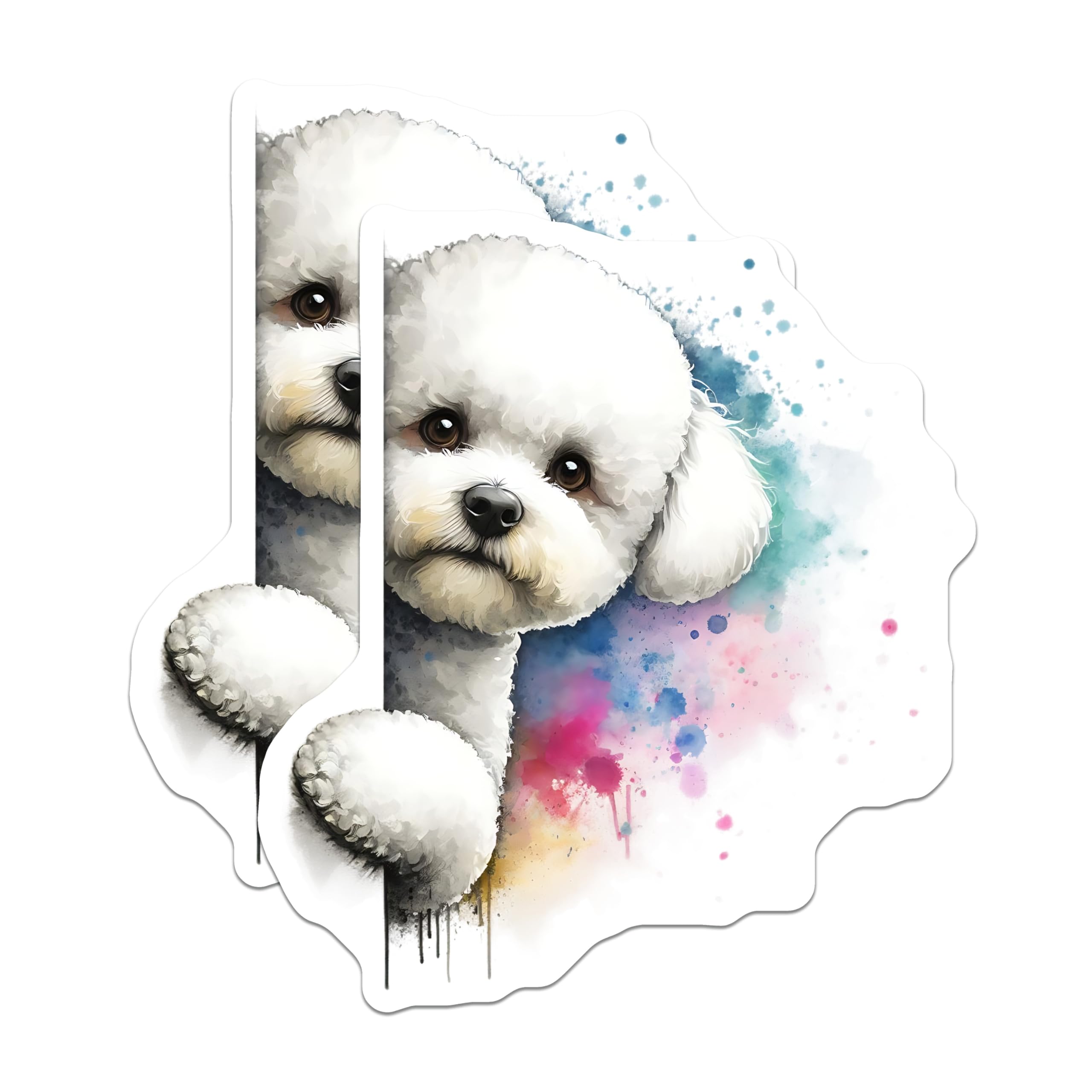 (2 Pack) Bichon Frise Magnets - Cute Dog Illustration - Refrigerator Magnets - 5" On Longest Side - Premium Magnet - for Cars, Refrigerators, Toolboxes, Lockers - Made in USA - MAG15349
