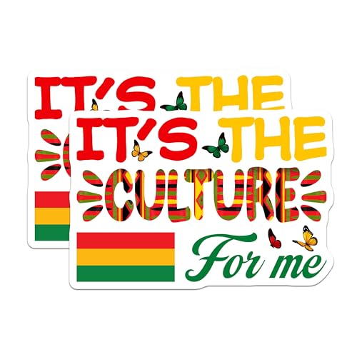 (2 Pack) It's The Culture for Me Stickers - Butterfly - Colorful Flag - 5" On Longest Side - Sticks to Smooth Flat Surfaces - Made in USA - BMCS7358