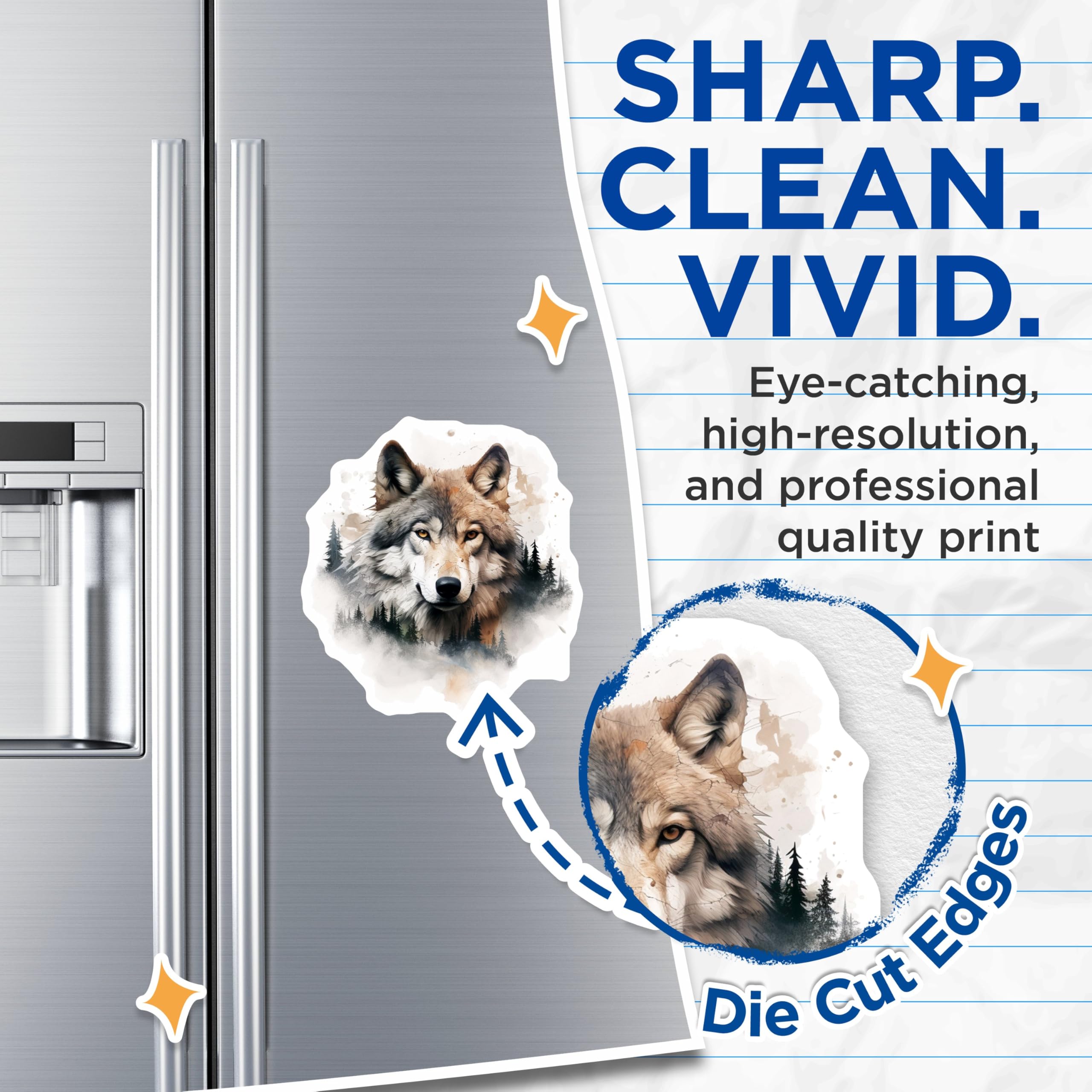 (2 Pack) Wolf Art Magnets - Nature Inspired - Animal Lover's Ative Magnets - 5" On Longest Side - for Cars, Fridges, Toolboxes - Made in USA - MAG3804
