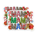 (2 Pack) Christmas Mama Magnets - Holiday Mom Decor - Festive Leopard Plaid Kitchen Art - 5 Inches On Longest Side - Thick Durable Magnet - Made in USA - MAG26229