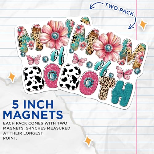 (2 Pack) Mom of Both Magnets - 5" On Longest Side - for Cars, Fridges, Toolboxes - Made in USA - MAG7716