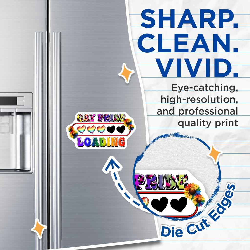 (2 Pack) Gay Pride Loading Magnets - Pride Month Decorations - Rainbow Flower Accents - 5" On Longest Side - for Cars, Fridges, Toolboxes - Made in USA - MAG8292