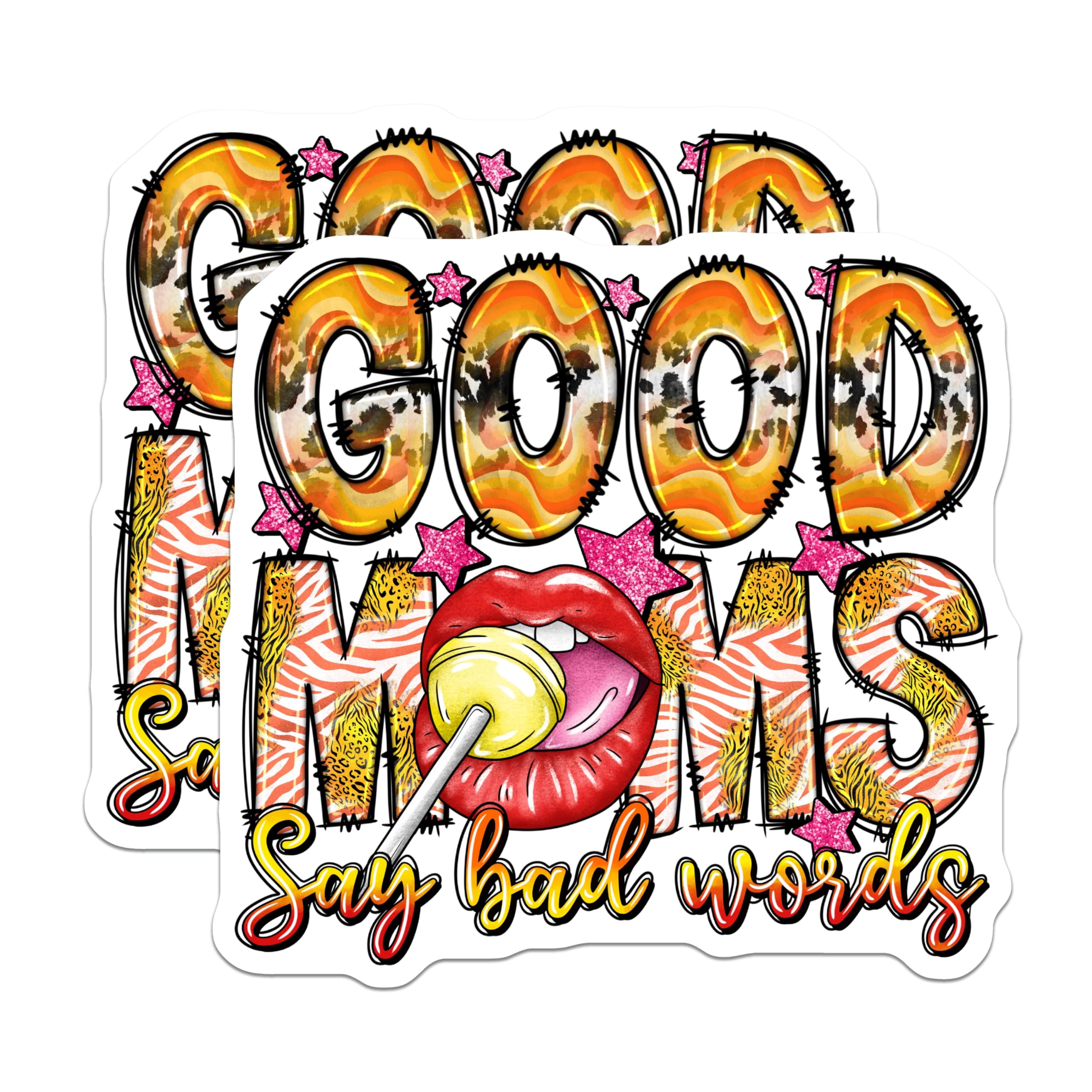 (2 Pack) Good Moms Say Bad Words Magnets - Funny Mom Quote - Sassy Motherhood Refrigerator Decor - 5 Inches On Longest Side - Thick Durable Magnet - Made in USA - MAG25454