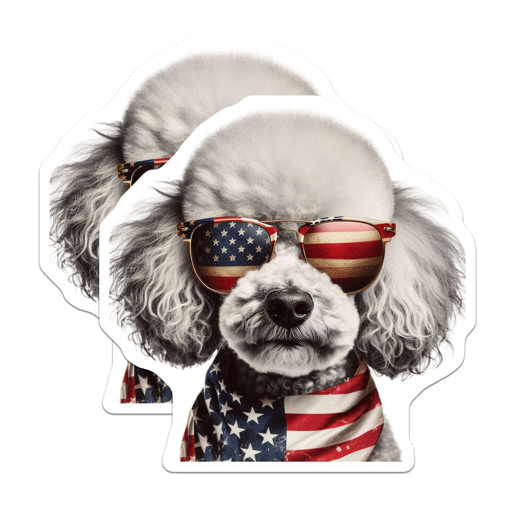 (2 Pack) Patriotic Poodle Magnets - American Flag Dog - Cool Canine Fridge Decor - 5" On Longest Side - Premium Magnet - for Cars, Refrigerators, Toolboxes, Lockers - Made in USA - MAG14969