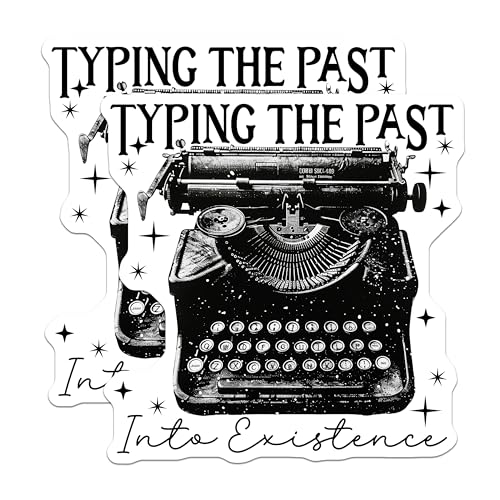 (2 Pack) Typing The Past Stickers - Into Existence Stickers - Retro Typewriter Stickers - 5" On Longest Side - Sticks to Any Smooth Flat Surface - Made in USA - BMCS3599