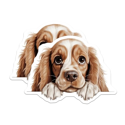 (2 Pack) Pet Lover Decor Magnet - Brown Puppy Illustration - 5" On Longest Side - Sticks to Smooth Flat Surfaces - Made in USA - MAG9820
