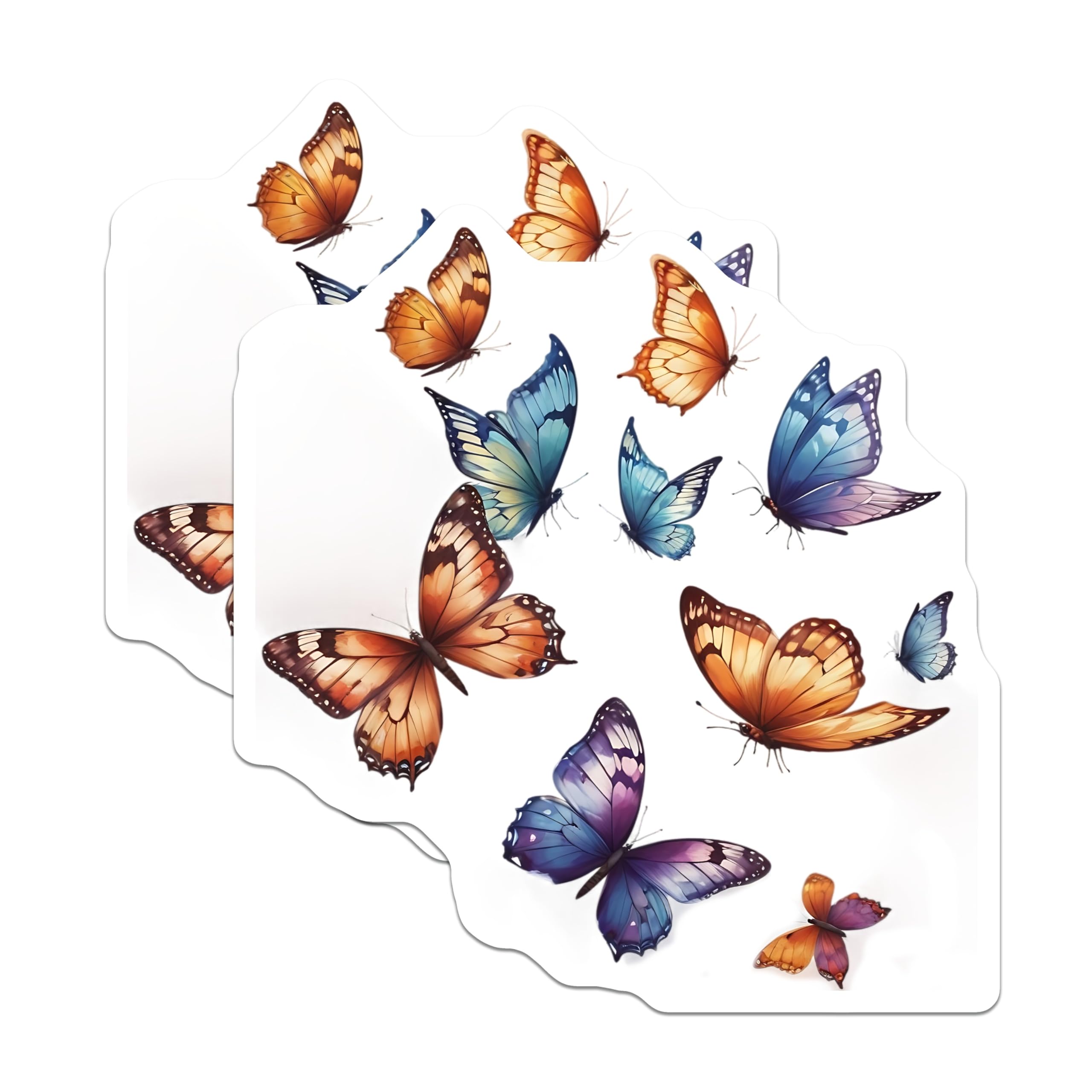 (2 Pack) Butterfly Stickers - Colorful Butterfly Decals - Decorative Stickers - 5" On Longest Side - Sticks to Smooth Flat Surfaces - Made in USA - BMCS15530