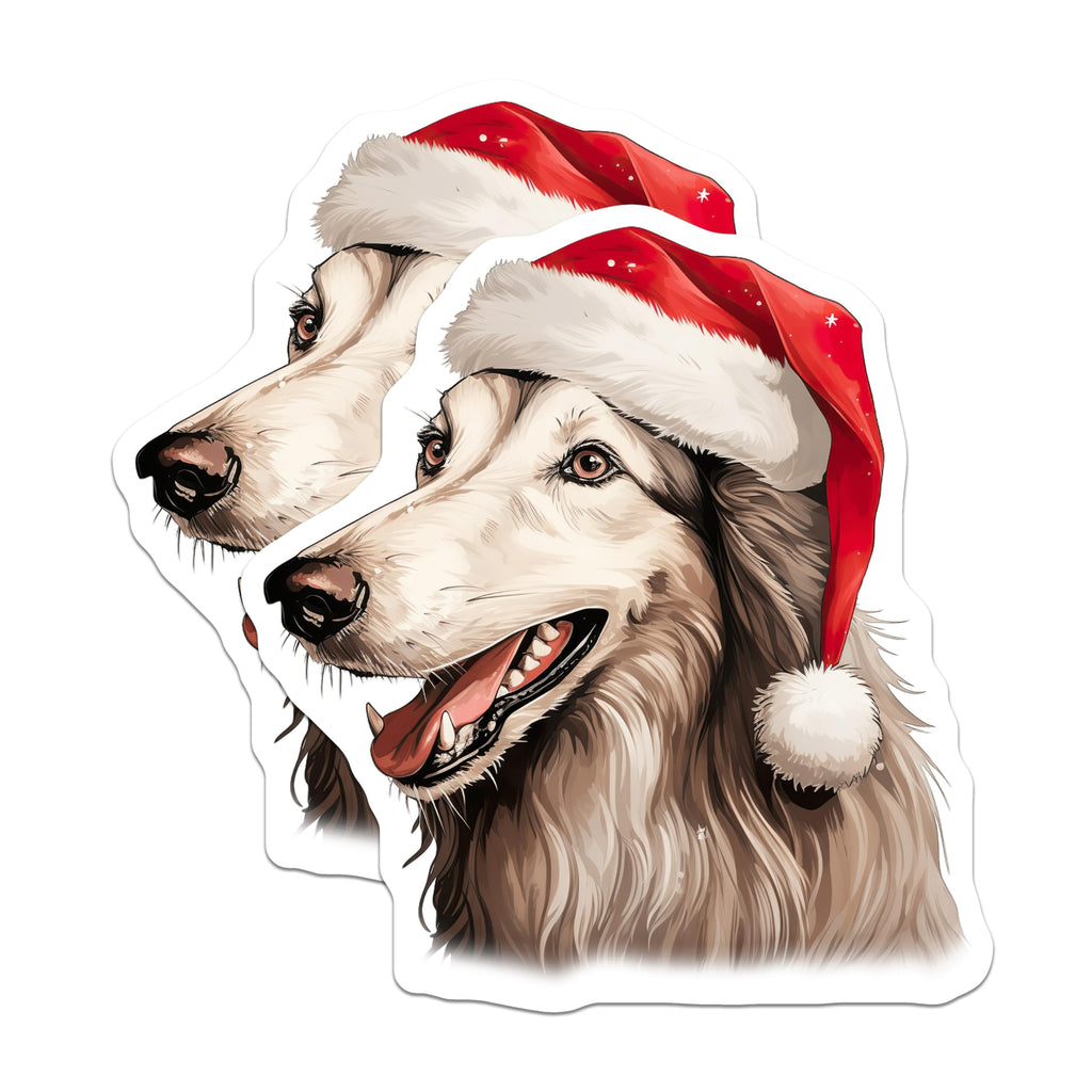 (2 Pack) Christmas Dog Magnets - Festive Santa Hat Husky Refrigerator Magnets - Holiday Pet Decor Set - 5 Inches On Longest Side - Thick Durable Magnet - Made in USA - MAG29179