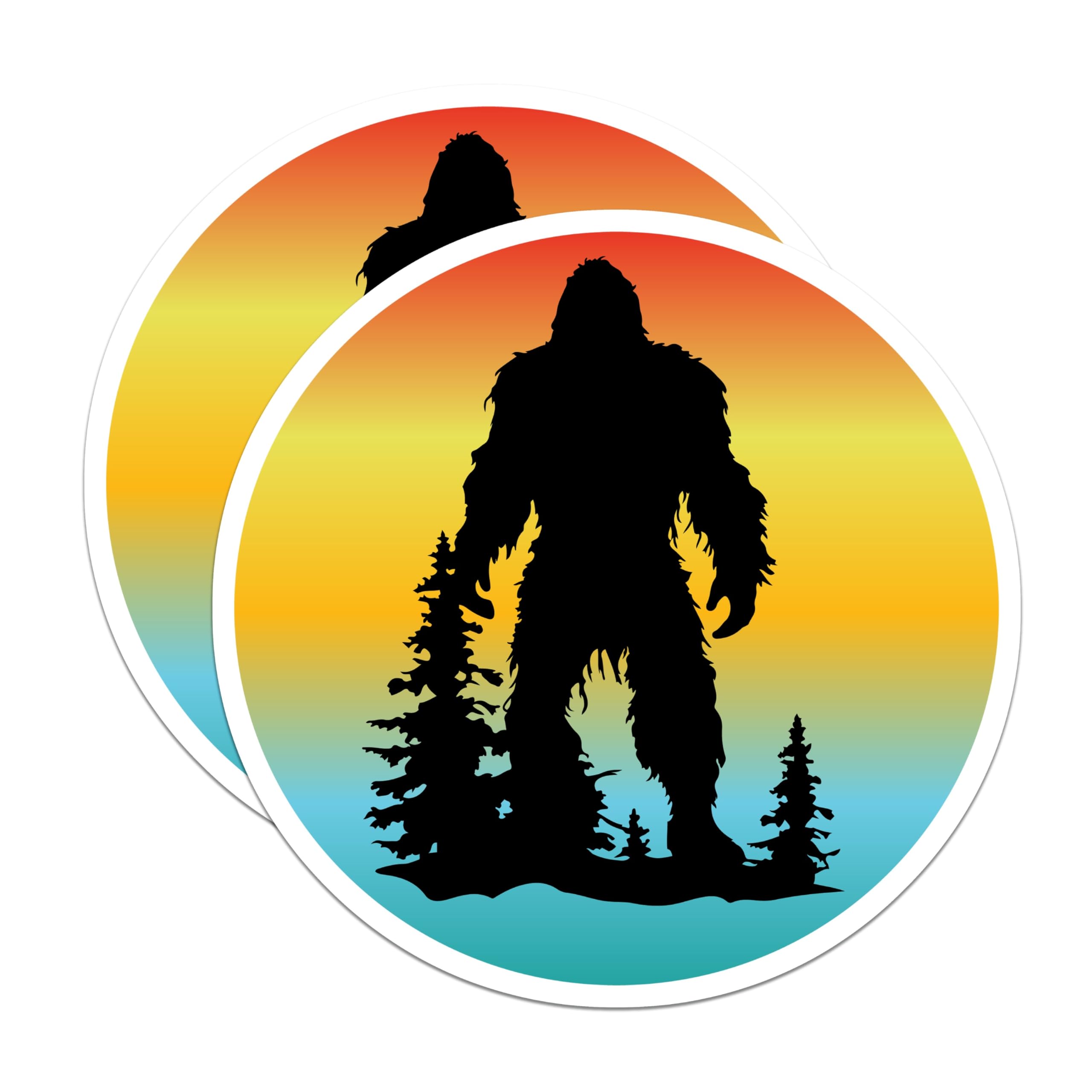 (2 Pack) Bigfoot Magnets - Sasquatch Woodland Creature - Forest Silhouette Artwork - Nature Explorer Decoration - 5 Inches On Longest Side - Thick Durable Magnet - Made in USA - MAG20582