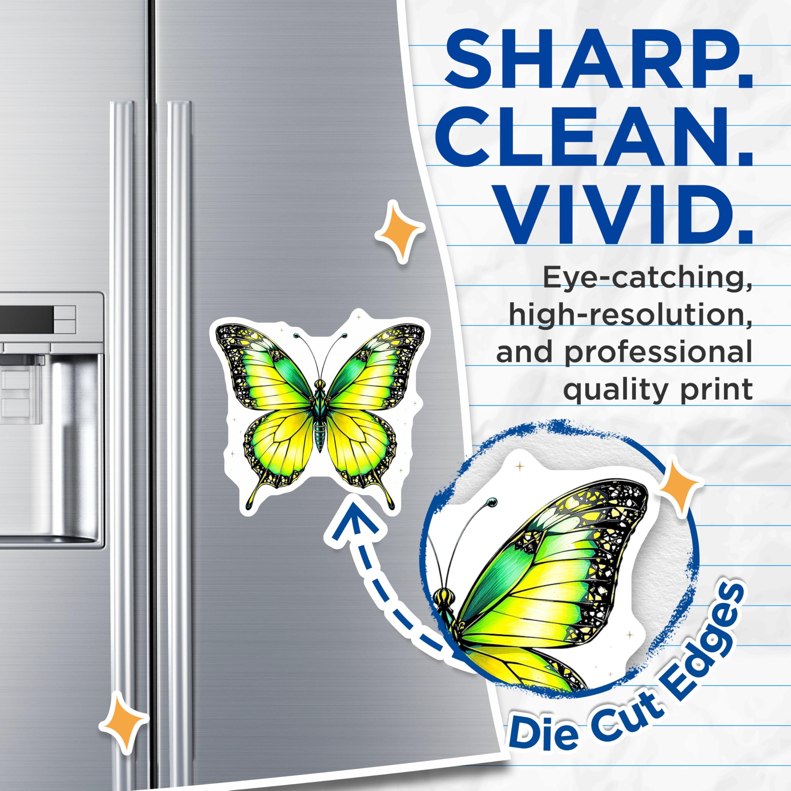 (2 Pack) Butterfly Magnets - Insect Refrigerator Magnets - Home Decor Magnets - 5" On Longest Side - Premium Magnet - for Cars, Refrigerators, Toolboxes, Lockers - Made in USA - MAG15824