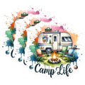 (3 Pack) Camp Life Decals - Camping RV - Bonfire Decor- 3 Inches On Longest Side - Easy Peel & Apply - Made in USA - 3MCS5853