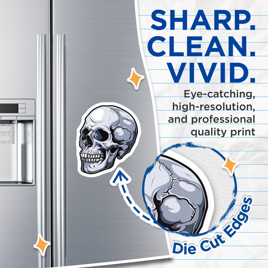 (2 Pack) Gothic Skull Magnets - Edgy Refrigerator Decor - Halloween Theme Locker Art - 5 Inches On Longest Side - Thick Durable Magnet - Made in USA - MAG39672