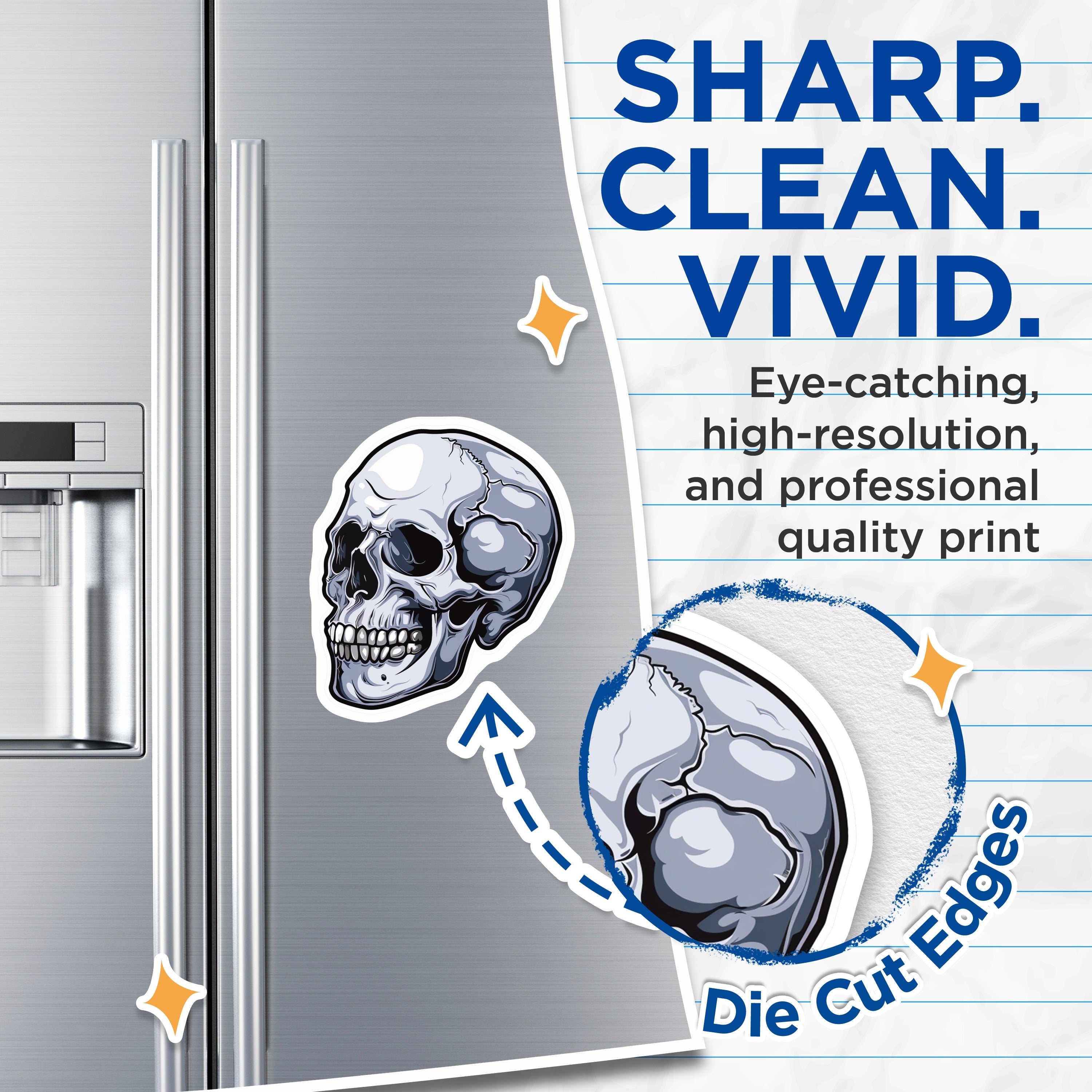 (2 Pack) Gothic Skull Magnets - Edgy Refrigerator Decor - Halloween Theme Locker Art - 5 Inches On Longest Side - Thick Durable Magnet - Made in USA - MAG39672