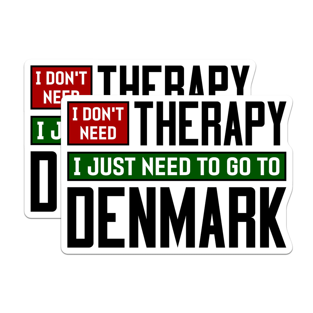 (2 Pack) Denmark Magnets - Funny Therapy Quote Travel - Country Pride Refrigerator Decor Souvenir - 5 Inches On Longest Side - Thick Durable Magnet - Made in USA - MAG39622