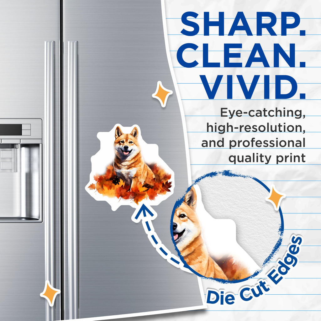 (2 Pack) Shiba Inu Magnets - Autumn Fall Decor - Cute Dog Lover Fridge Display - 5 Inches On Longest Side - Thick Durable Magnet - Made in USA - MAG27582