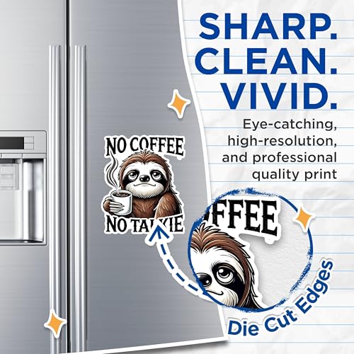 (2 Pack) No Coffee No Talkie Magnets - Funny Sloth Coffee Magnets - Cute Animal Coffee Magnets- 5" On Longest Side - for Fridges, Toolboxes, Cars - Made in USA - MAG2776