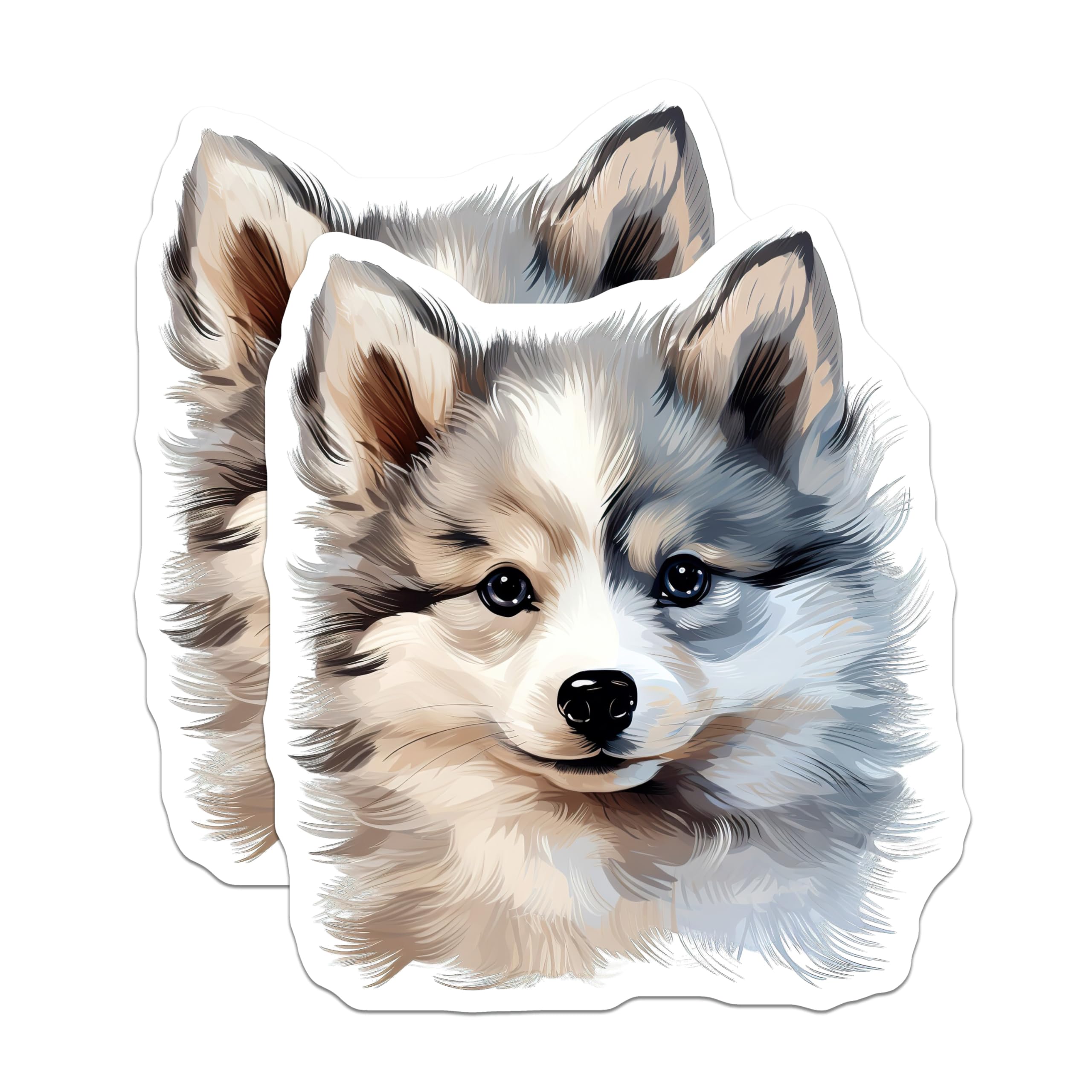 (2 Pack) Cute Fluffy Puppy Magnets - Adorable Dog Lover Kitchen Decor - Pet Parent Refrigerator Art - 5 Inches On Longest Side - Thick Durable Magnet - Made in USA - MAG26966
