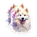 (2 Pack) Samoyed Dog Magnets - Watercolor Pet Art - Happy Dog Lover Decor - Fluffy White Dog Fridge - 5 Inches On Longest Side - Thick Durable Magnet - Made in USA - MAG29590