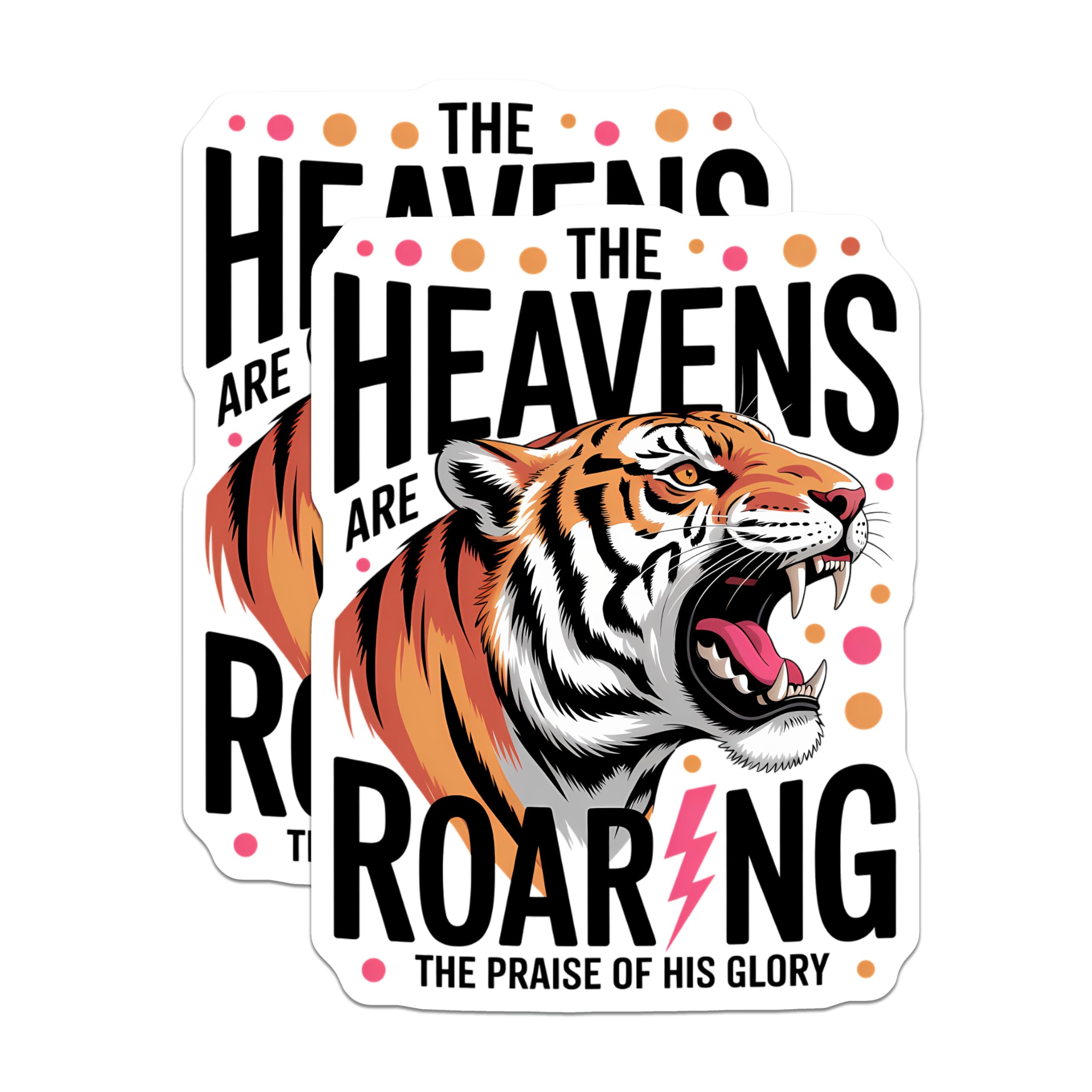 (2 Pack) Roaring Tiger Magnets - Christian Faith Decor - Spiritual Inspiration Art - 5 Inches On Longest Side - Thick Durable Magnet - Made in USA - MAG21273
