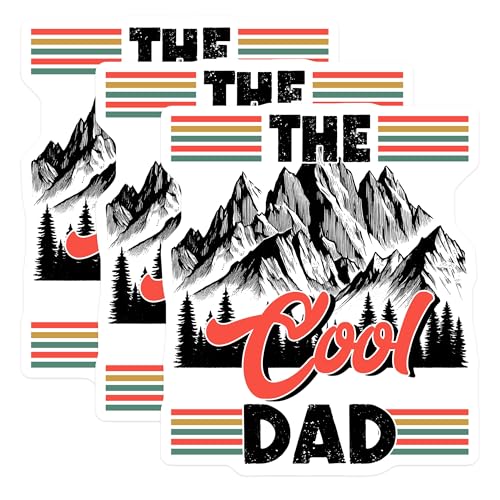 (3 Pack) Cool Dad Decals - Mountain Decals - Father's Day Decal - 3 Inches On Longest Side - Easy Peel & Apply - Made in USA - 3MCS6229