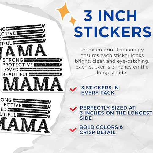 (3 Pack) Mama Bear Decals - Strong Mama - Protective Decal- 3 Inches On Longest Side - Easy Peel & Apply - Made in USA - 3MCS5902