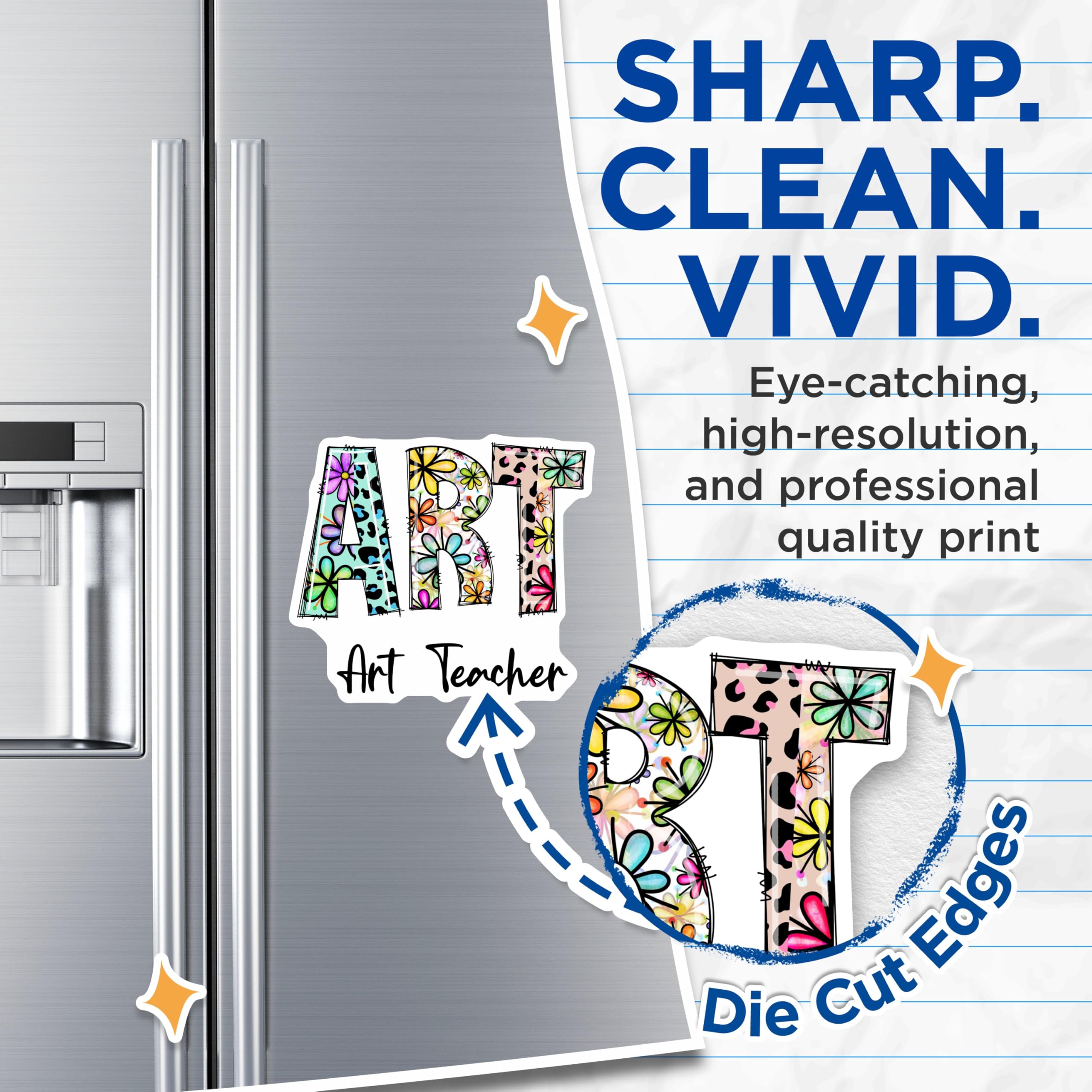 (2 Pack) Art Teacher Magnets - Floral Art - Educator Appreciation - 5" On Longest Side - Premium Magnet - for Cars, Refrigerators, Toolboxes, Lockers - Made in USA - MAG14416