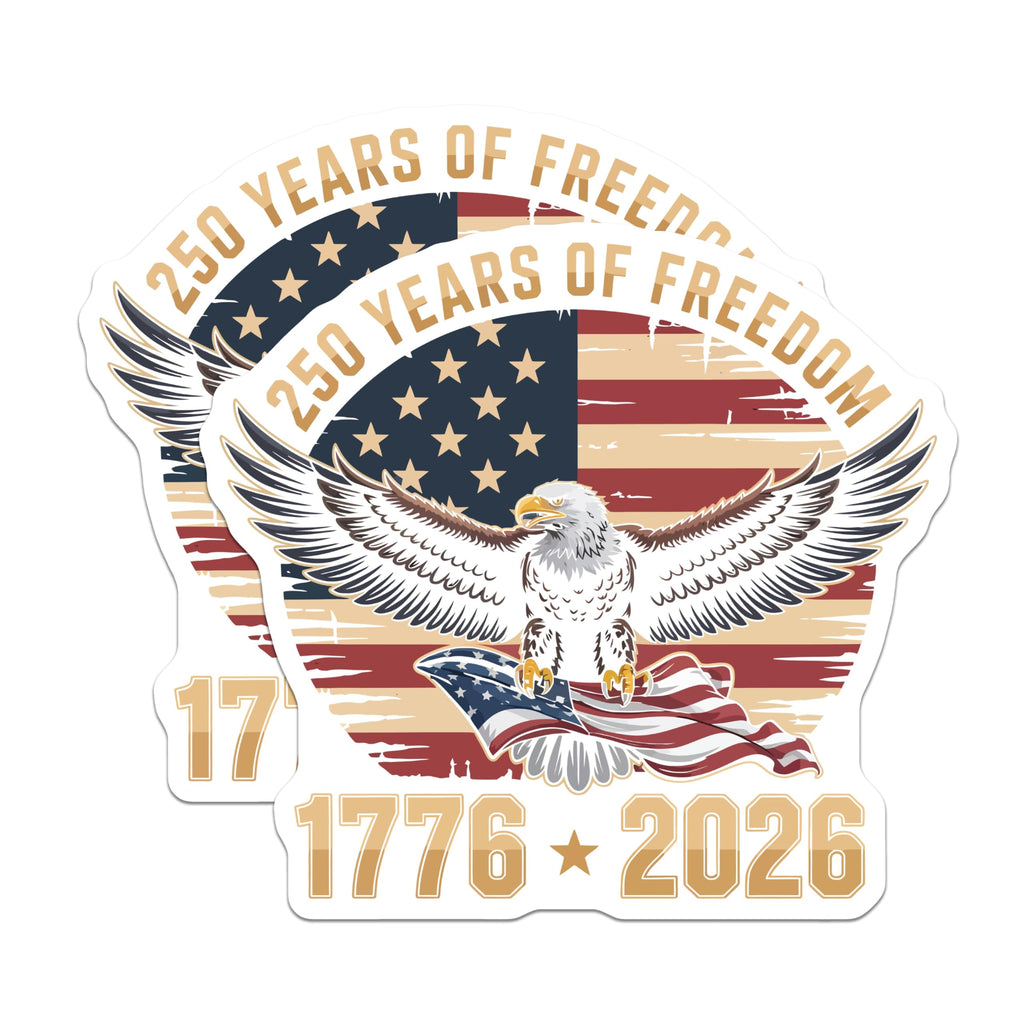 (2 Pack) 250 Years of Freedom Magnets - American Heritage Patriotism - Majestic Bald Eagle Flag 1776 2026 Commemorative - 5 Inches On Longest Side - Thick Durable Magnet - Made in USA - MAG22896
