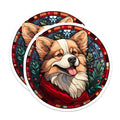 (2 Pack) Corgi Dog Magnets - Stained Glass Art - Holiday Christmas Decor - Pet Lover Refrigerator Magnets - 5 Inches On Longest Side - Thick Durable Magnet - Made in USA - MAG28816